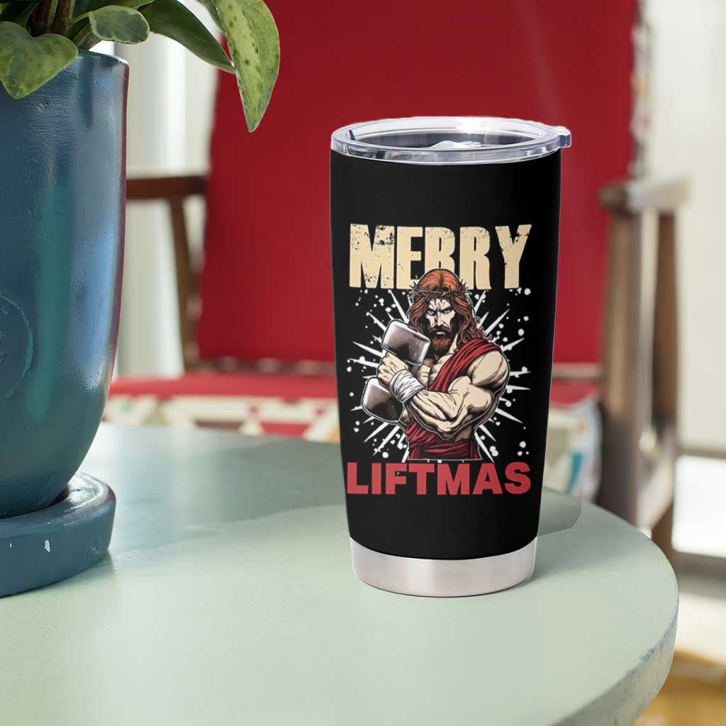 Jesus Gym Christmas Tumbler Cup Merry Liftmas Xmas - Wonder Print Shop