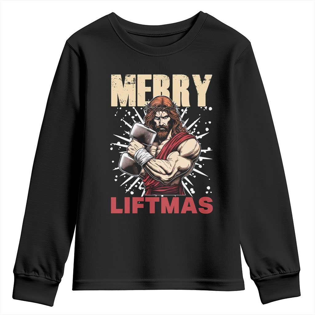 Jesus Gym Christmas Youth Sweatshirt Merry Liftmas Xmas - Wonder Print Shop