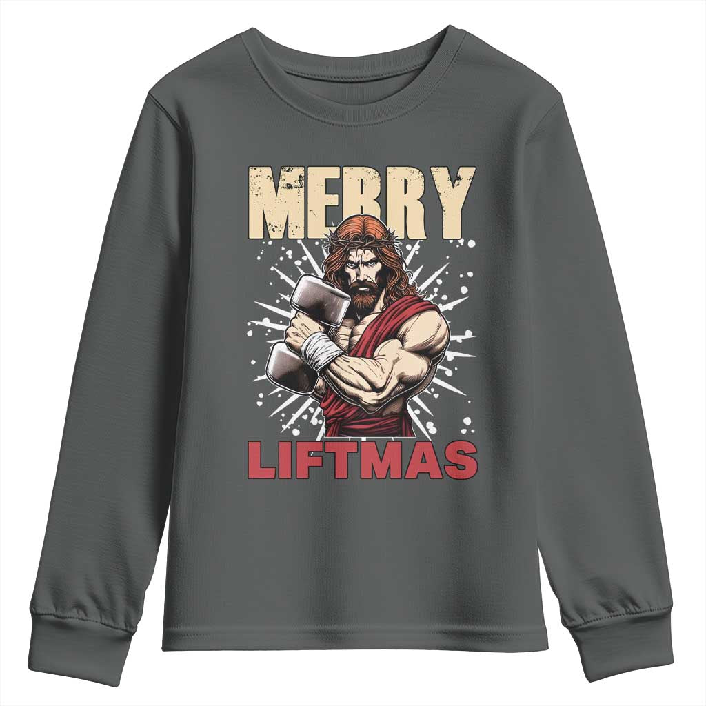 Jesus Gym Christmas Youth Sweatshirt Merry Liftmas Xmas - Wonder Print Shop