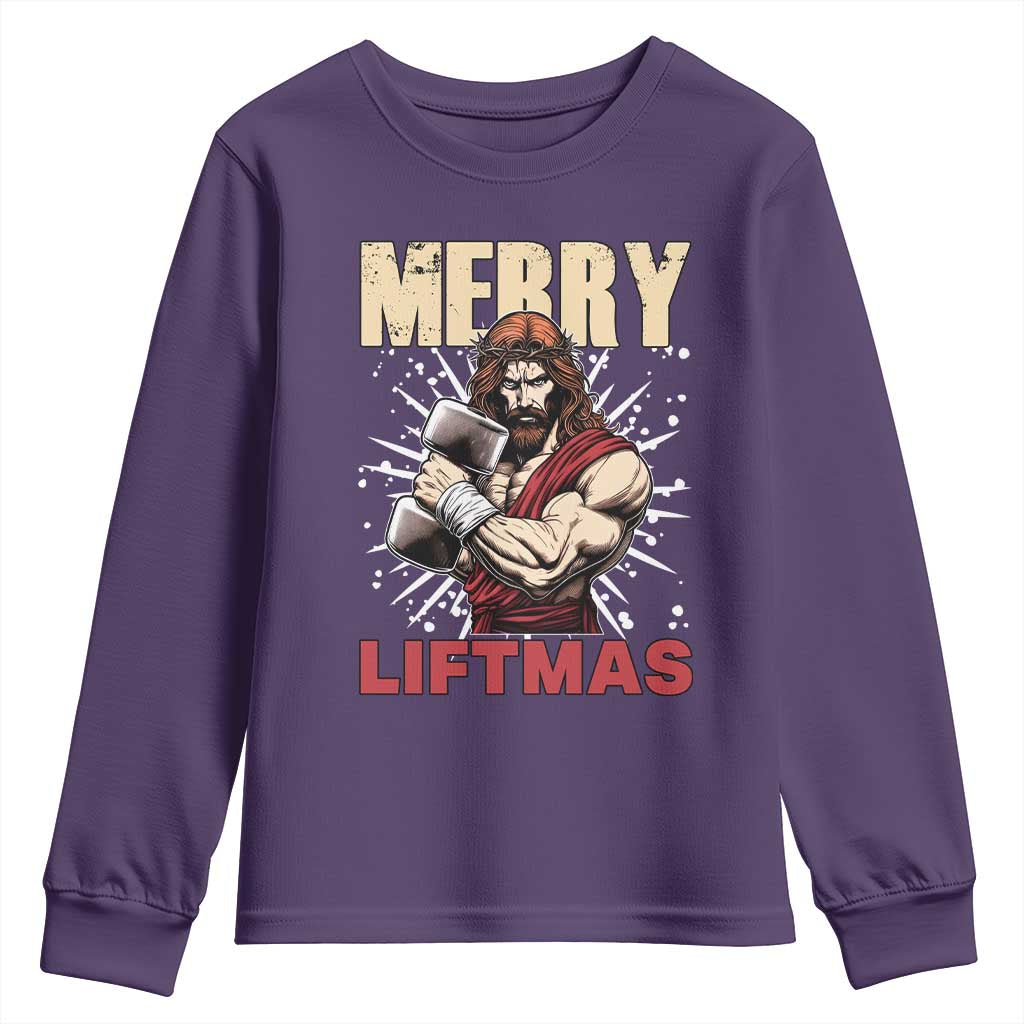 Jesus Gym Christmas Youth Sweatshirt Merry Liftmas Xmas - Wonder Print Shop