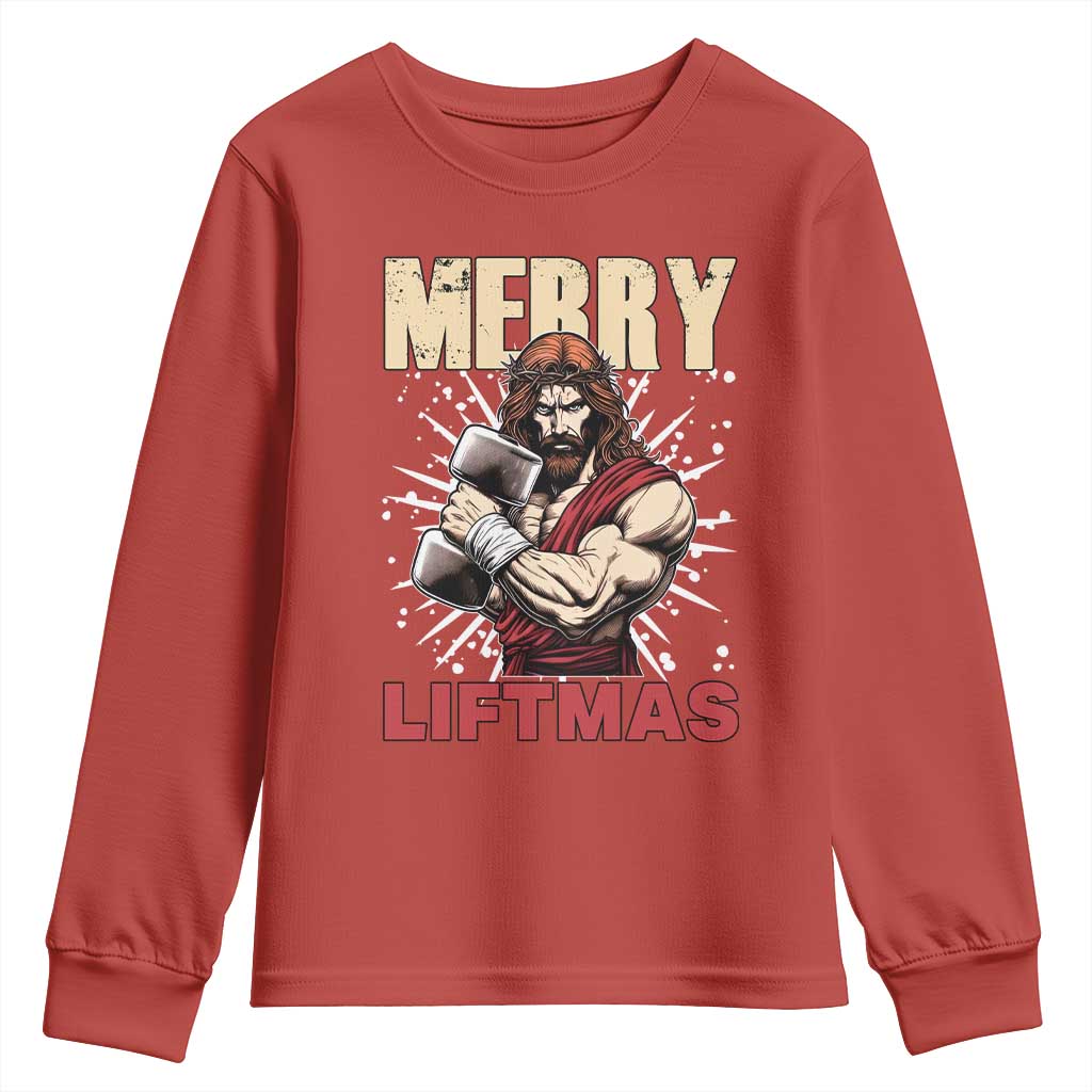 Jesus Gym Christmas Youth Sweatshirt Merry Liftmas Xmas - Wonder Print Shop