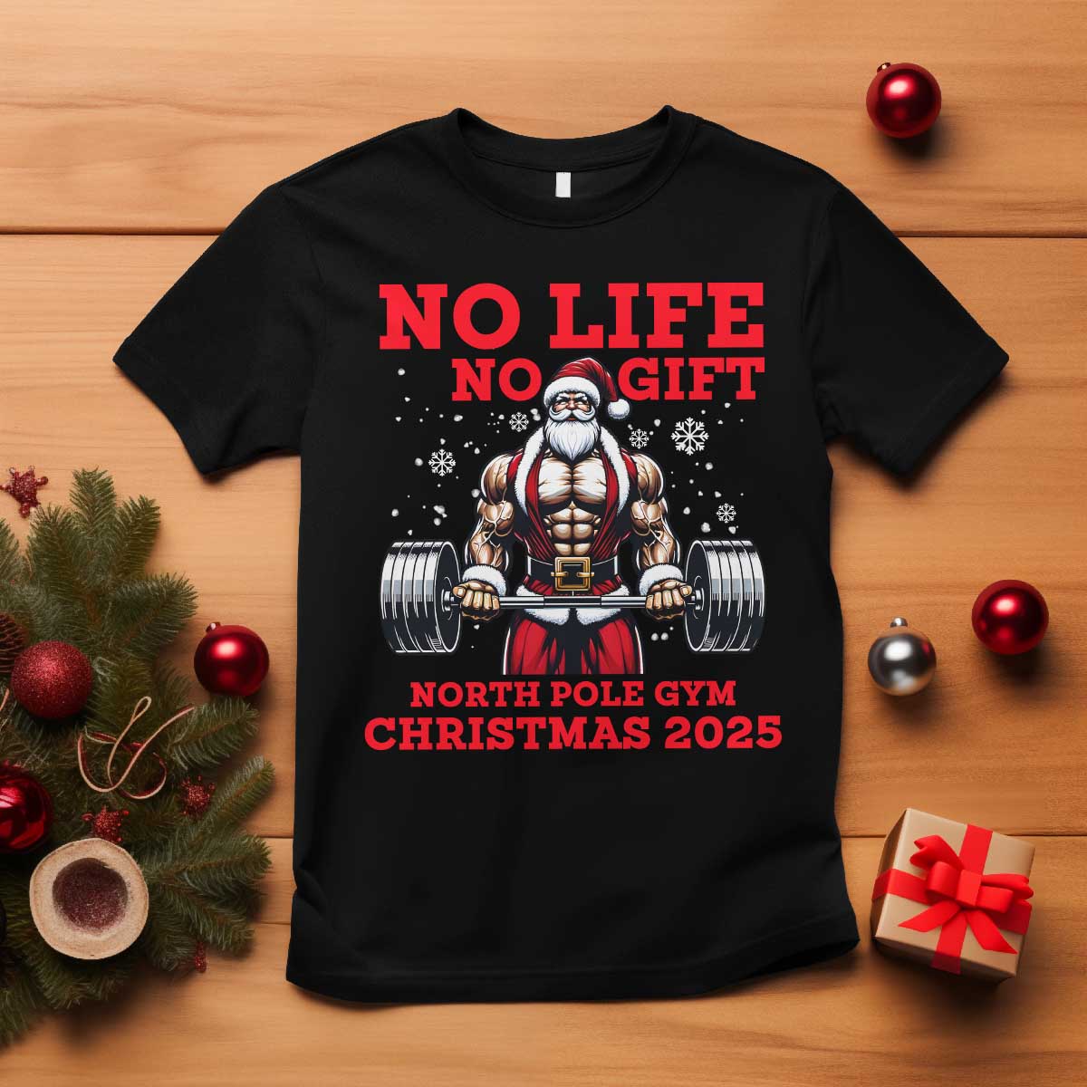 Santa Gym Christmas T Shirt Lifting Swole Santa Ugly Xmas - Wonder Print Shop