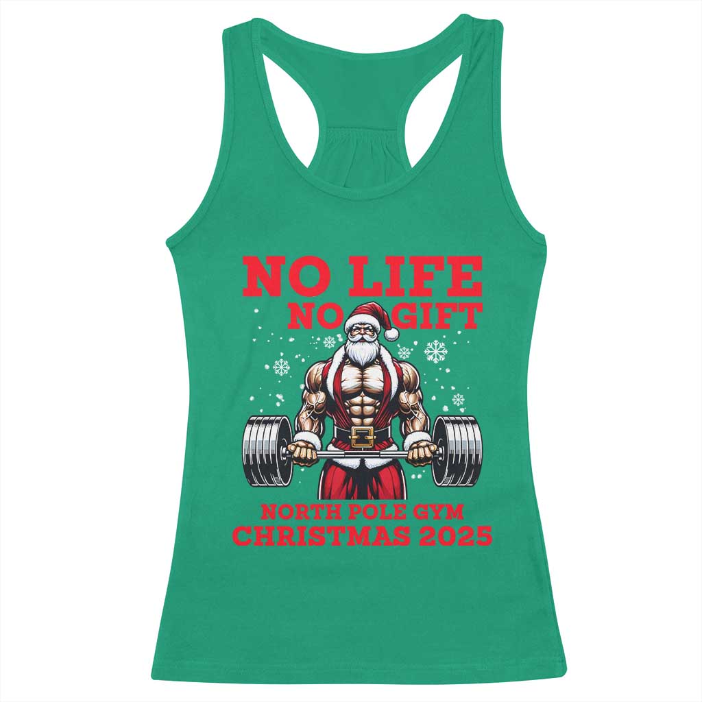 Santa Gym Christmas Racerback Tank Top Lifting Swole Santa Ugly Xmas - Wonder Print Shop