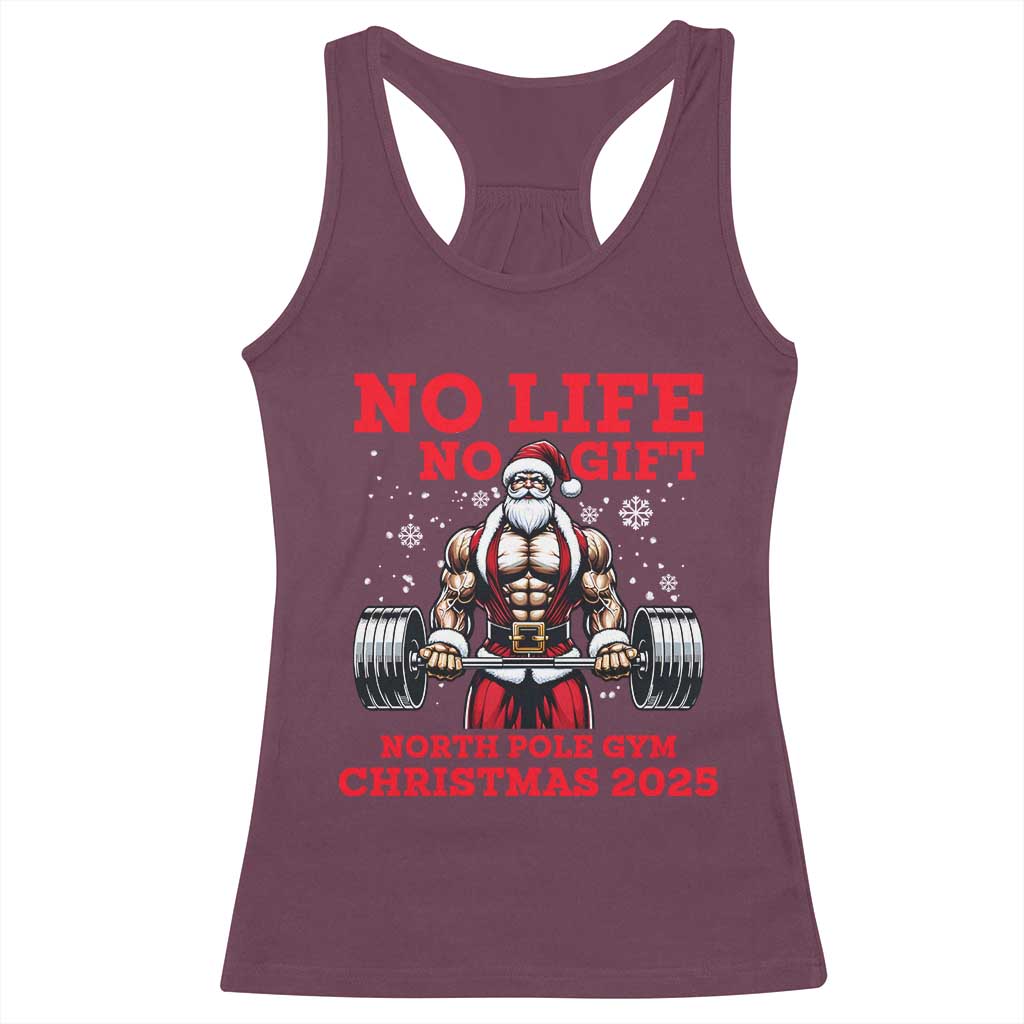 Santa Gym Christmas Racerback Tank Top Lifting Swole Santa Ugly Xmas - Wonder Print Shop