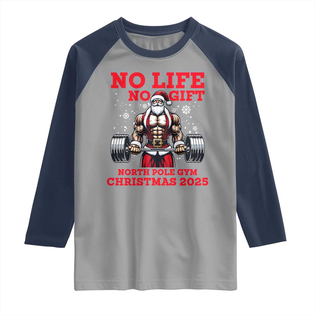 Santa Gym Christmas Raglan Shirt Lifting Swole Santa Ugly Xmas - Wonder Print Shop