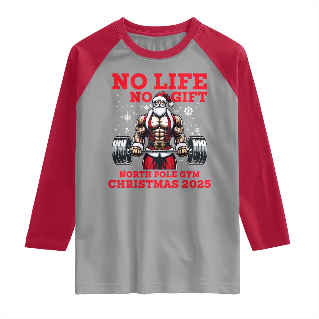 Santa Gym Christmas Raglan Shirt Lifting Swole Santa Ugly Xmas - Wonder Print Shop