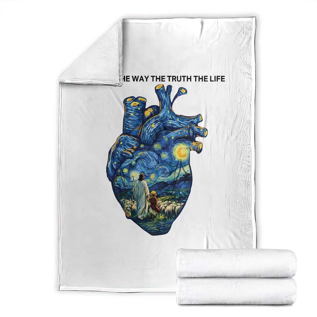 Jesus Christian Starry Night Throw Blanket The Way The Truth The Life - Wonder Print Shop