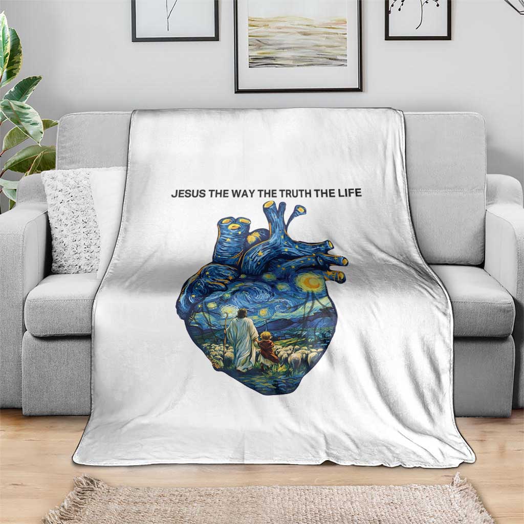 Jesus Christian Starry Night Throw Blanket The Way The Truth The Life - Wonder Print Shop