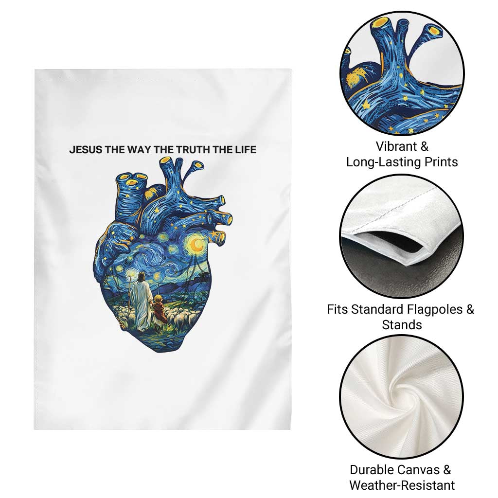 Jesus Christian Starry Night Garden Flag The Way The Truth The Life - Wonder Print Shop