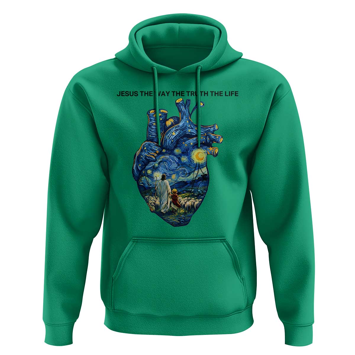 Jesus Christian Starry Night Hoodie The Way The Truth The Life - Wonder Print Shop