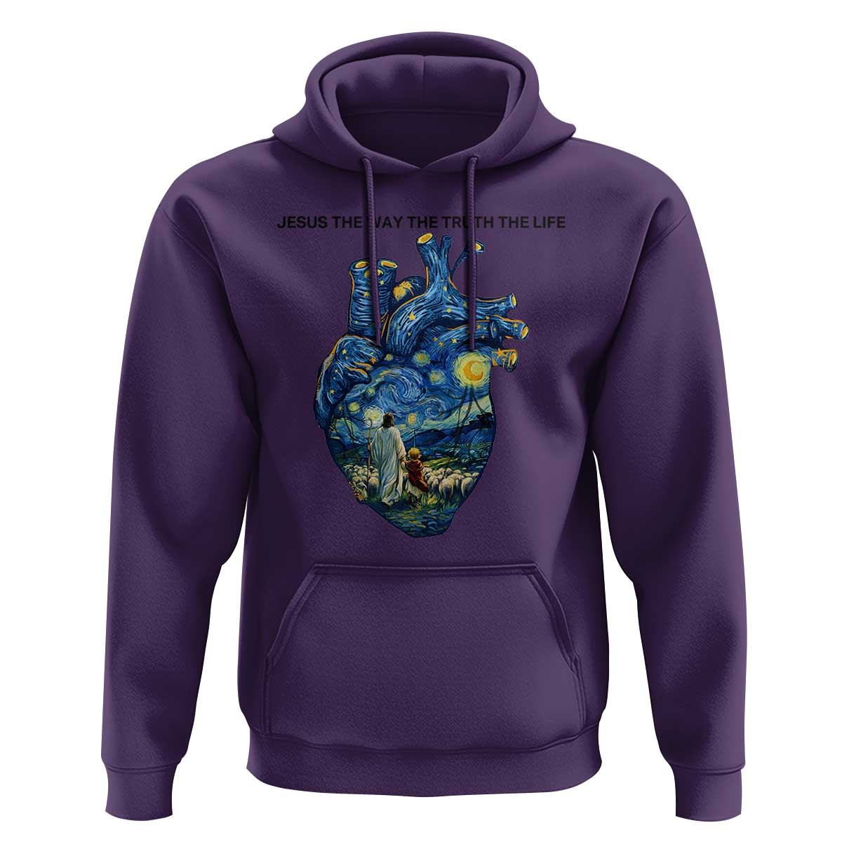 Jesus Christian Starry Night Hoodie The Way The Truth The Life - Wonder Print Shop
