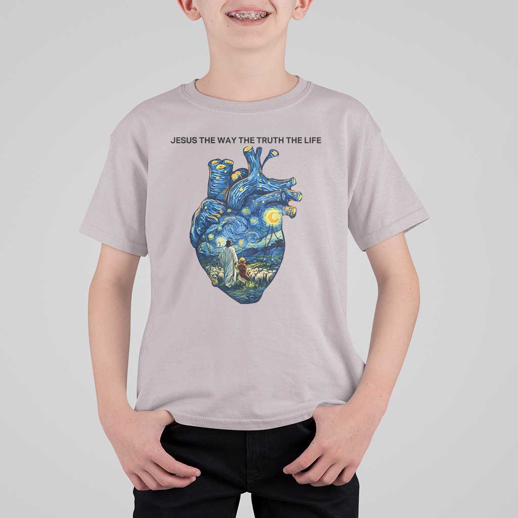 Jesus Christian Starry Night T Shirt For Kid The Way The Truth The Life - Wonder Print Shop
