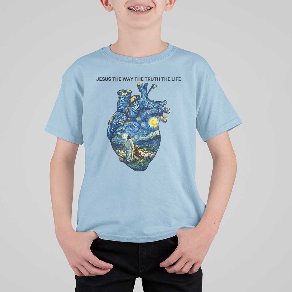 Jesus Christian Starry Night T Shirt For Kid The Way The Truth The Life - Wonder Print Shop