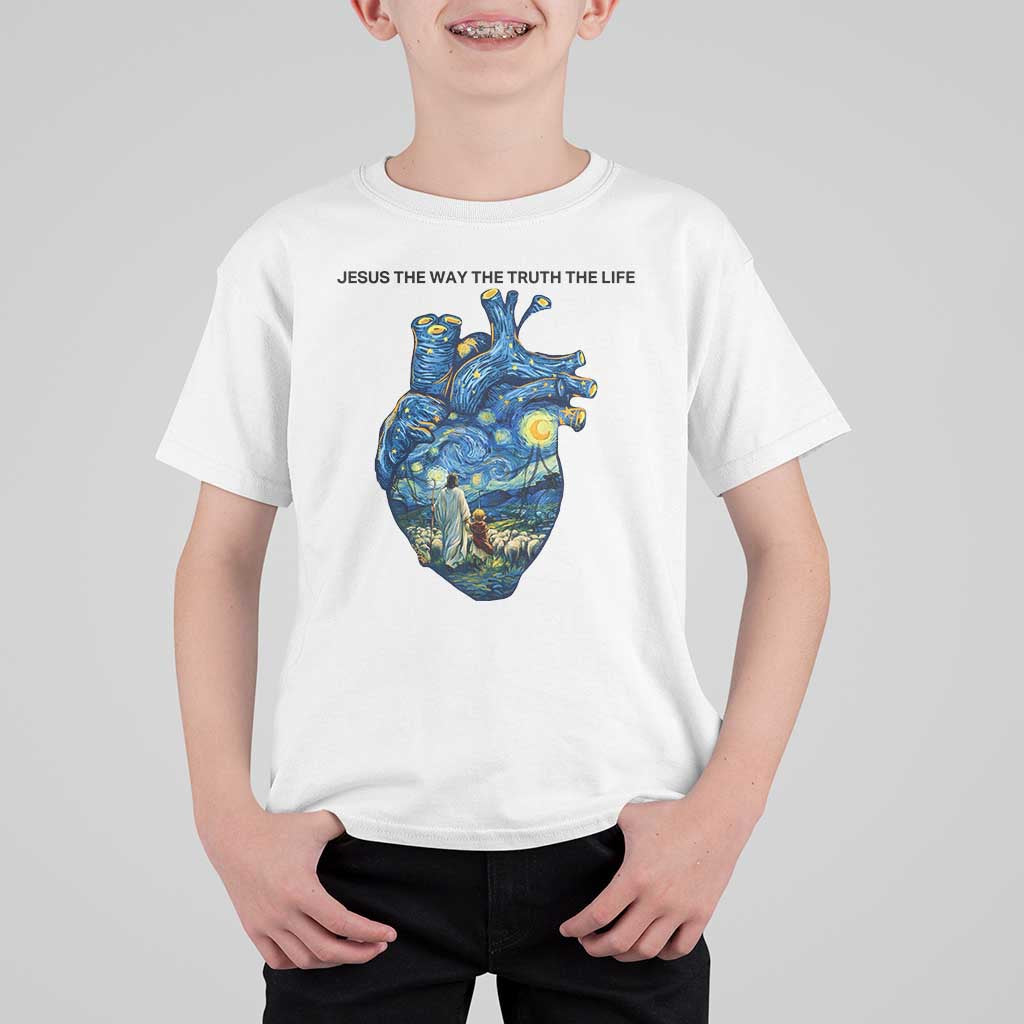 Jesus Christian Starry Night T Shirt For Kid The Way The Truth The Life - Wonder Print Shop