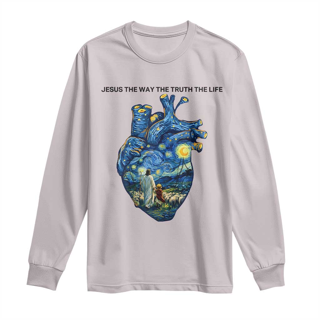 Jesus Christian Starry Night Long Sleeve Shirt The Way The Truth The Life - Wonder Print Shop