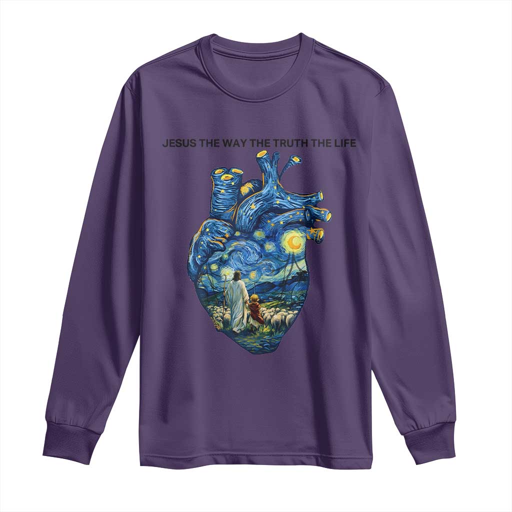 Jesus Christian Starry Night Long Sleeve Shirt The Way The Truth The Life - Wonder Print Shop