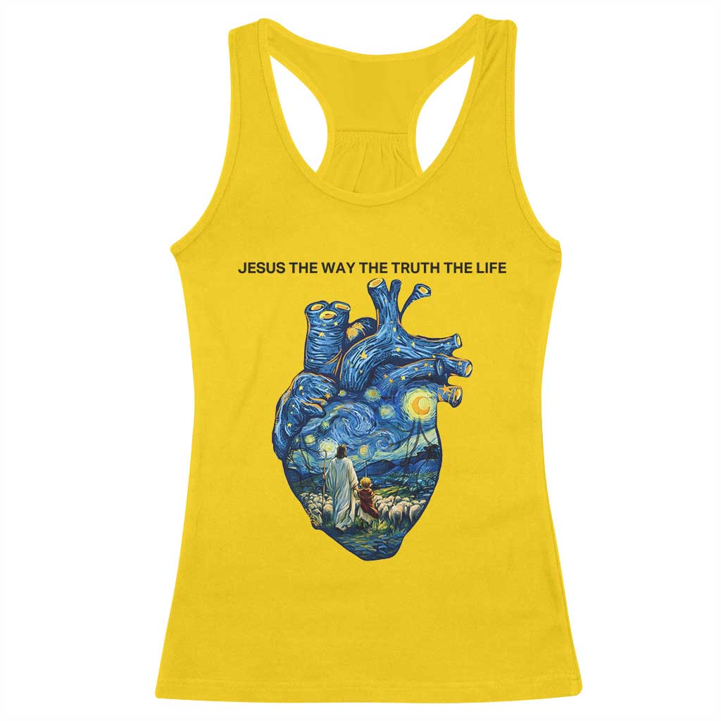 Jesus Christian Starry Night Racerback Tank Top The Way The Truth The Life - Wonder Print Shop