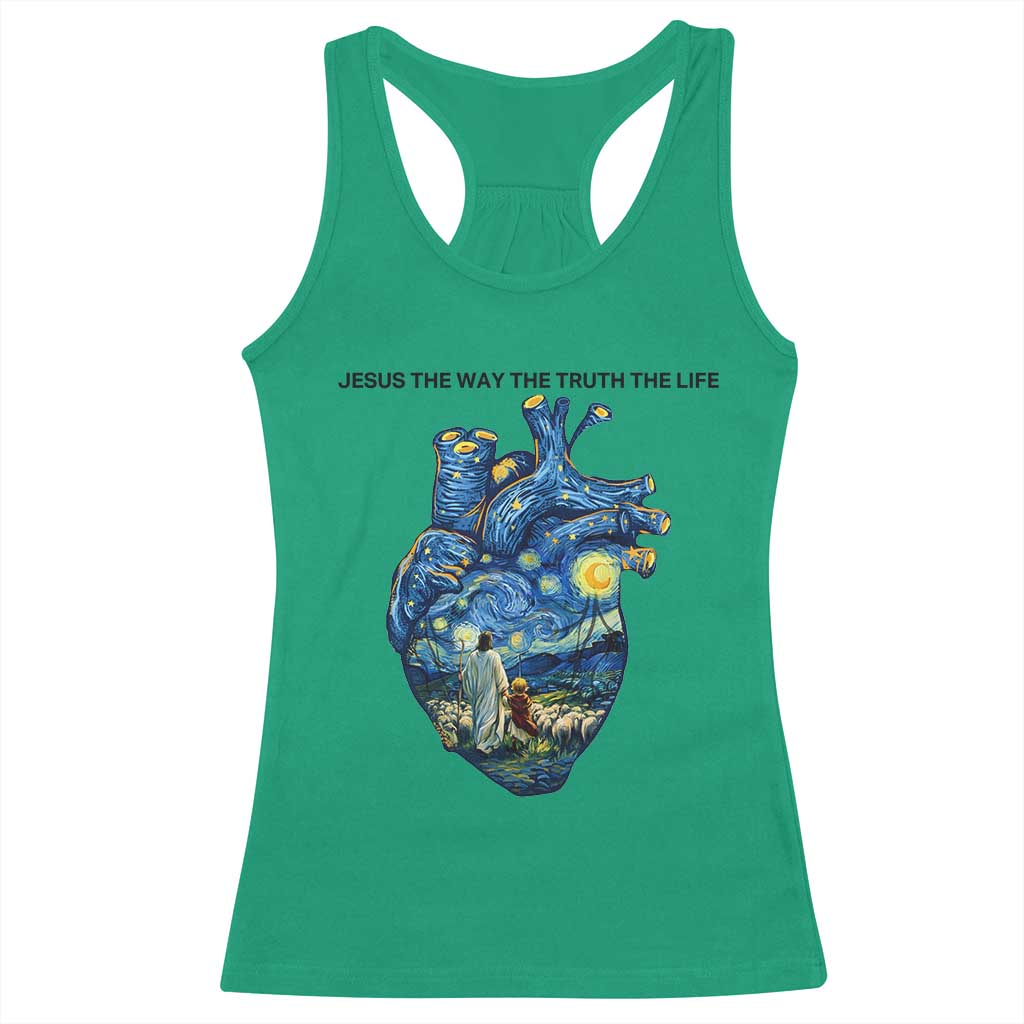 Jesus Christian Starry Night Racerback Tank Top The Way The Truth The Life - Wonder Print Shop
