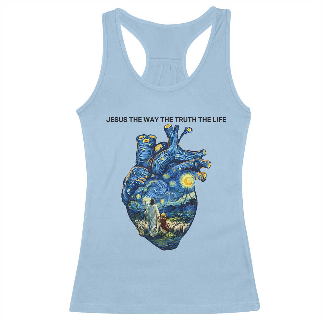 Jesus Christian Starry Night Racerback Tank Top The Way The Truth The Life - Wonder Print Shop