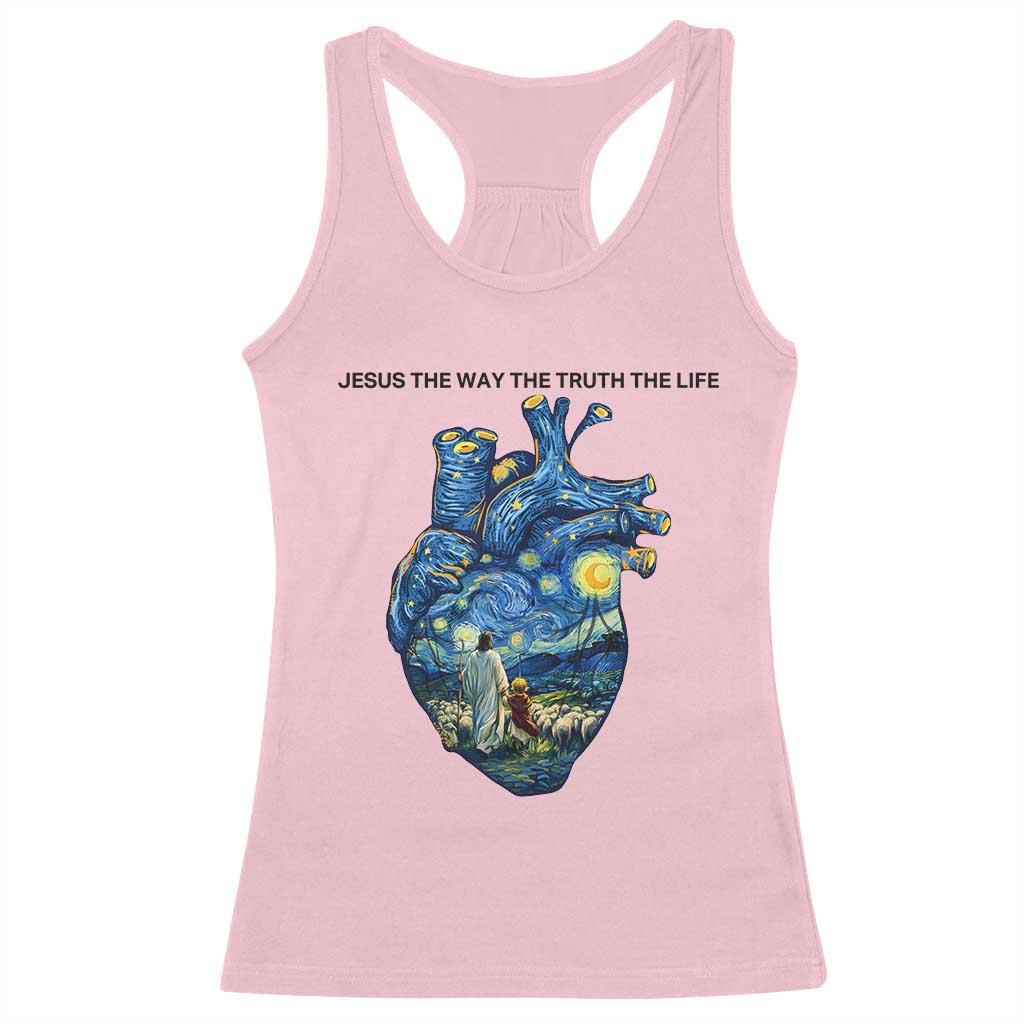 Jesus Christian Starry Night Racerback Tank Top The Way The Truth The Life - Wonder Print Shop