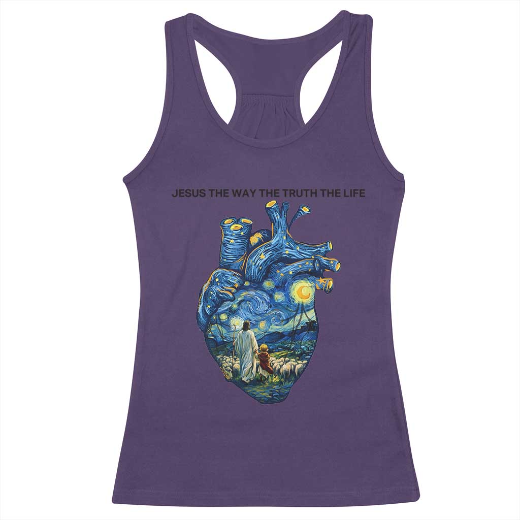 Jesus Christian Starry Night Racerback Tank Top The Way The Truth The Life - Wonder Print Shop