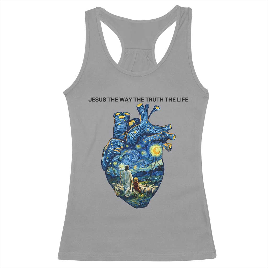 Jesus Christian Starry Night Racerback Tank Top The Way The Truth The Life - Wonder Print Shop