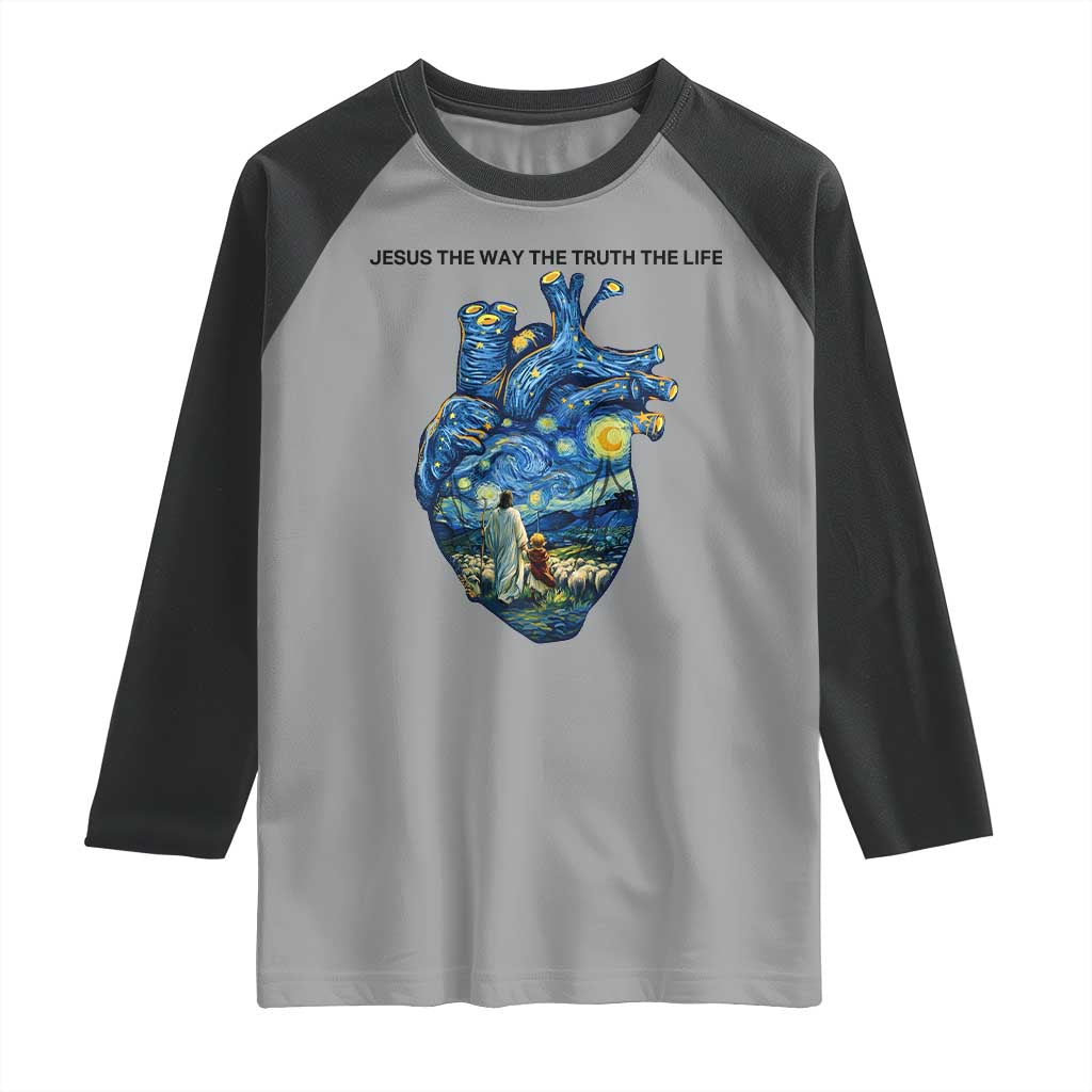 Jesus Christian Starry Night Raglan Shirt The Way The Truth The Life - Wonder Print Shop
