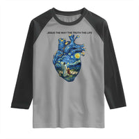 Jesus Christian Starry Night Raglan Shirt The Way The Truth The Life - Wonder Print Shop