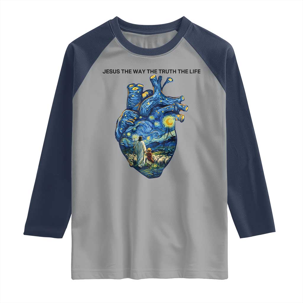 Jesus Christian Starry Night Raglan Shirt The Way The Truth The Life - Wonder Print Shop