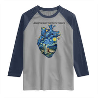 Jesus Christian Starry Night Raglan Shirt The Way The Truth The Life - Wonder Print Shop