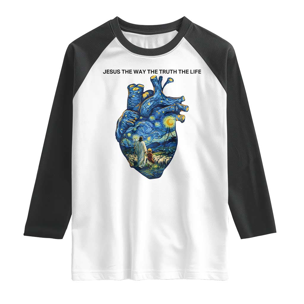 Jesus Christian Starry Night Raglan Shirt The Way The Truth The Life - Wonder Print Shop