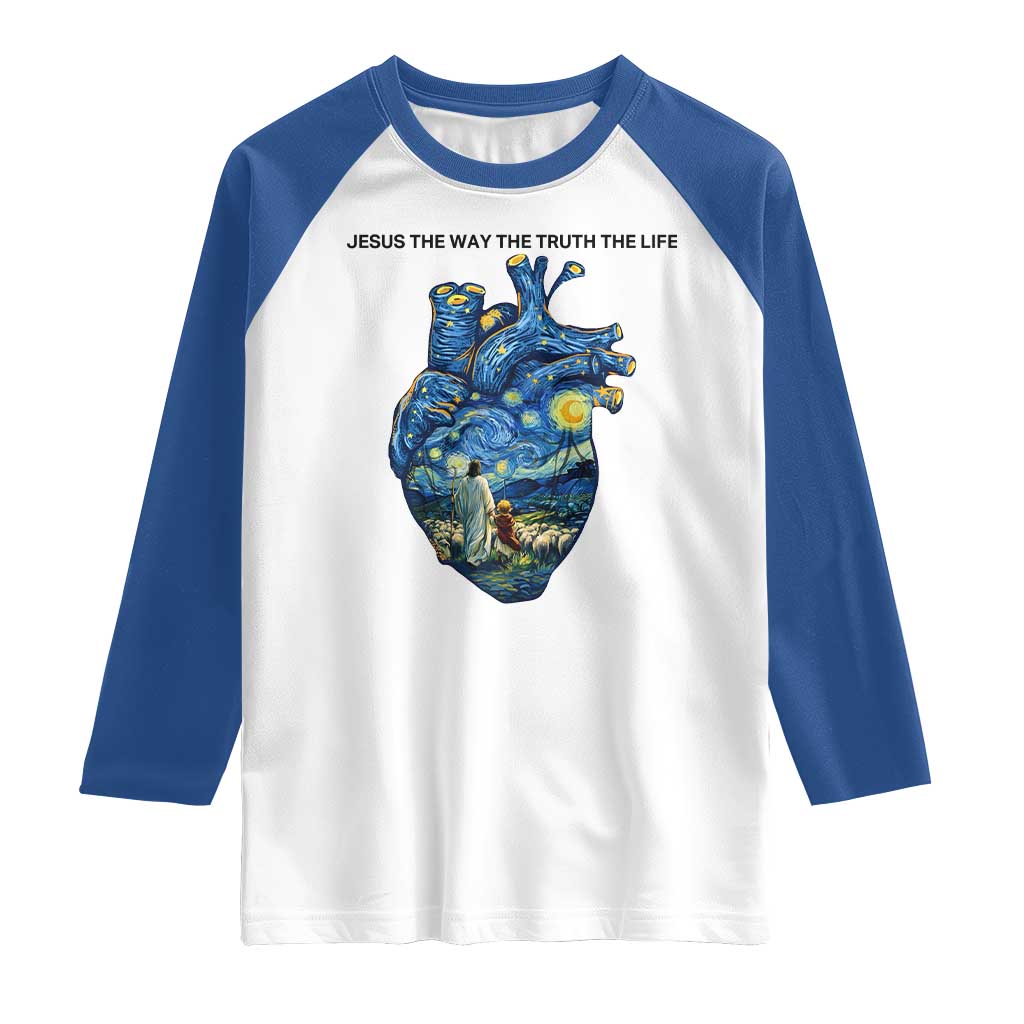 Jesus Christian Starry Night Raglan Shirt The Way The Truth The Life - Wonder Print Shop