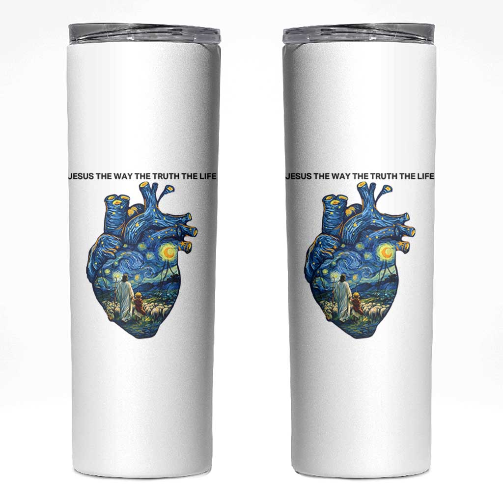 Jesus Christian Starry Night Skinny Tumbler The Way The Truth The Life - Wonder Print Shop