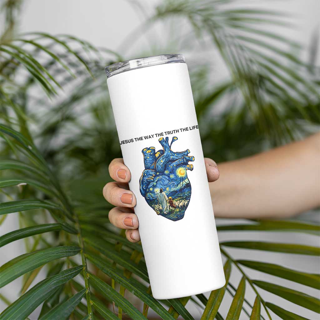Jesus Christian Starry Night Skinny Tumbler The Way The Truth The Life - Wonder Print Shop