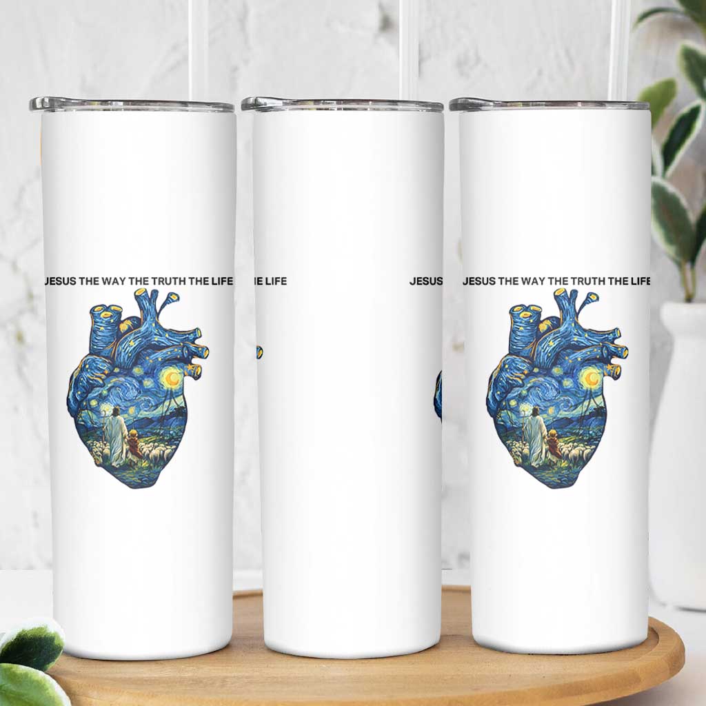 Jesus Christian Starry Night Skinny Tumbler The Way The Truth The Life - Wonder Print Shop