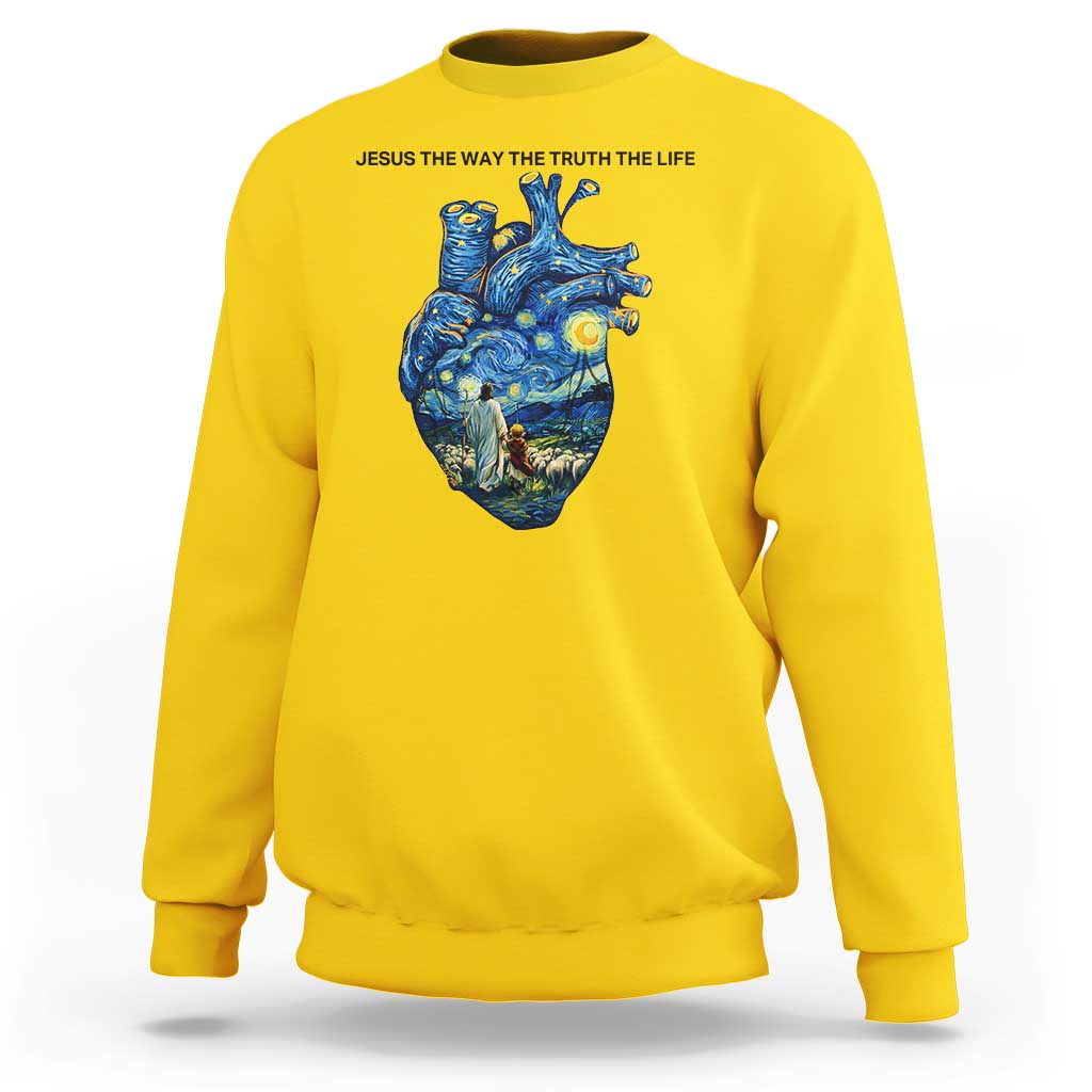 Jesus Christian Starry Night Sweatshirt The Way The Truth The Life - Wonder Print Shop