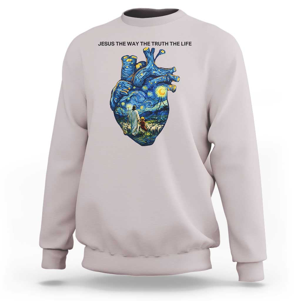 Jesus Christian Starry Night Sweatshirt The Way The Truth The Life - Wonder Print Shop