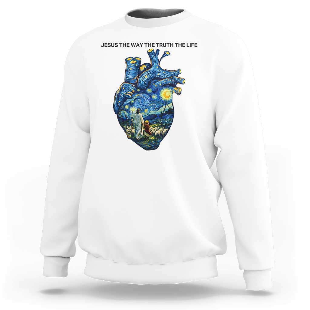 Jesus Christian Starry Night Sweatshirt The Way The Truth The Life - Wonder Print Shop