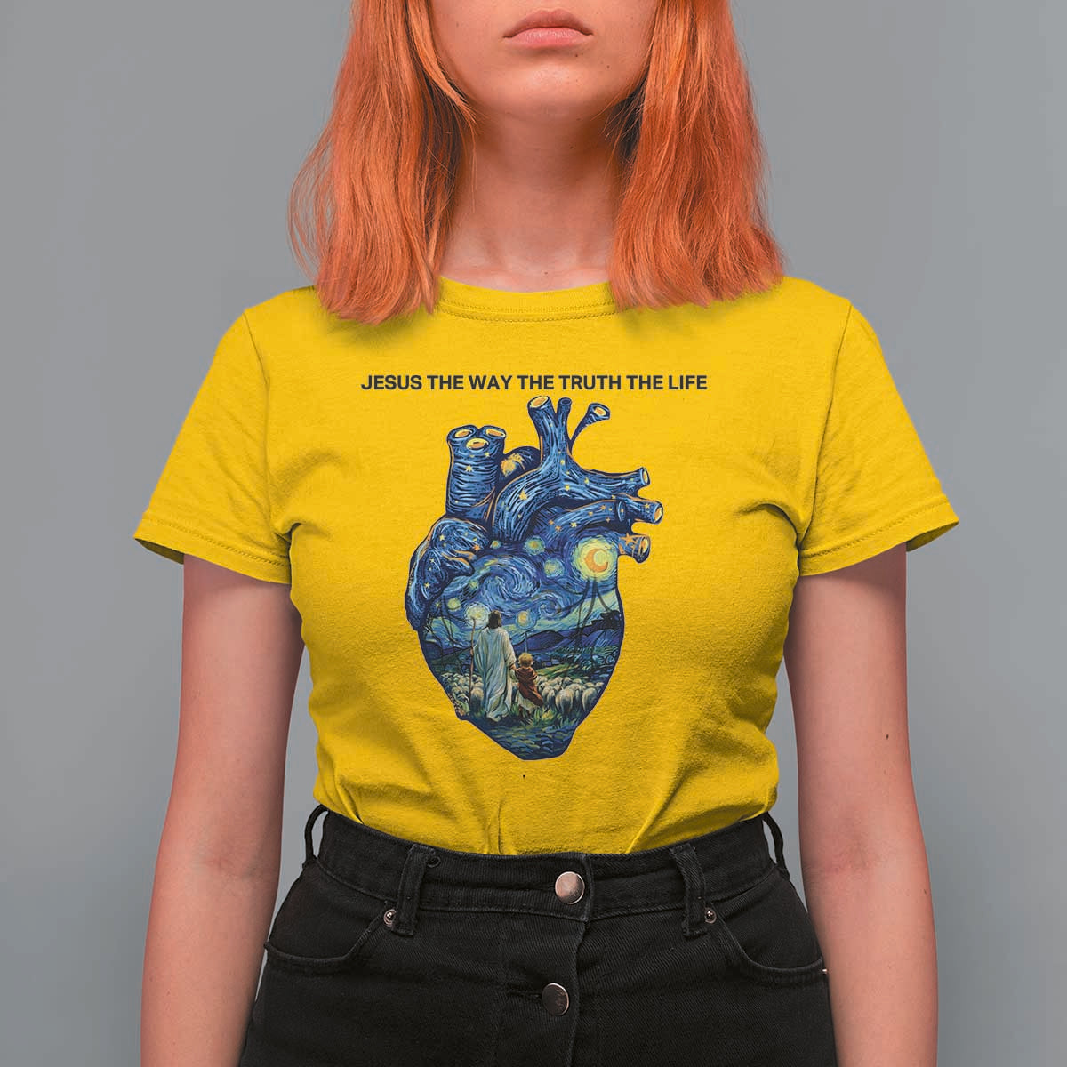 Jesus Christian Starry Night T Shirt For Women The Way The Truth The Life - Wonder Print Shop