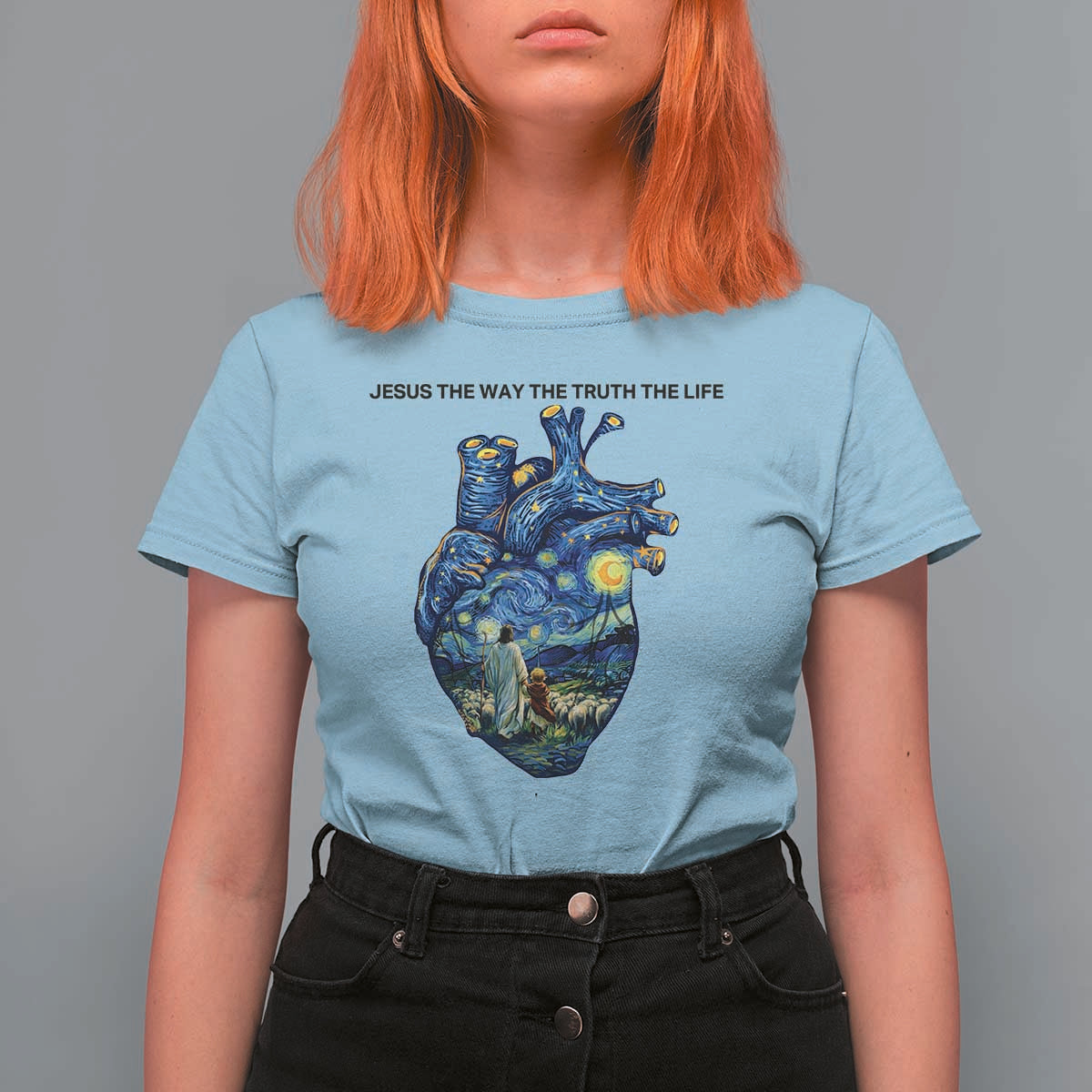 Jesus Christian Starry Night T Shirt For Women The Way The Truth The Life - Wonder Print Shop