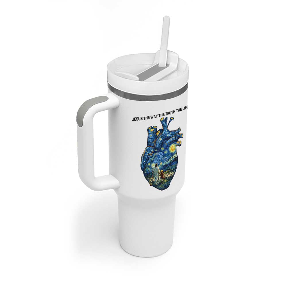 Jesus Christian Starry Night Tumbler With Handle The Way The Truth The Life - Wonder Print Shop
