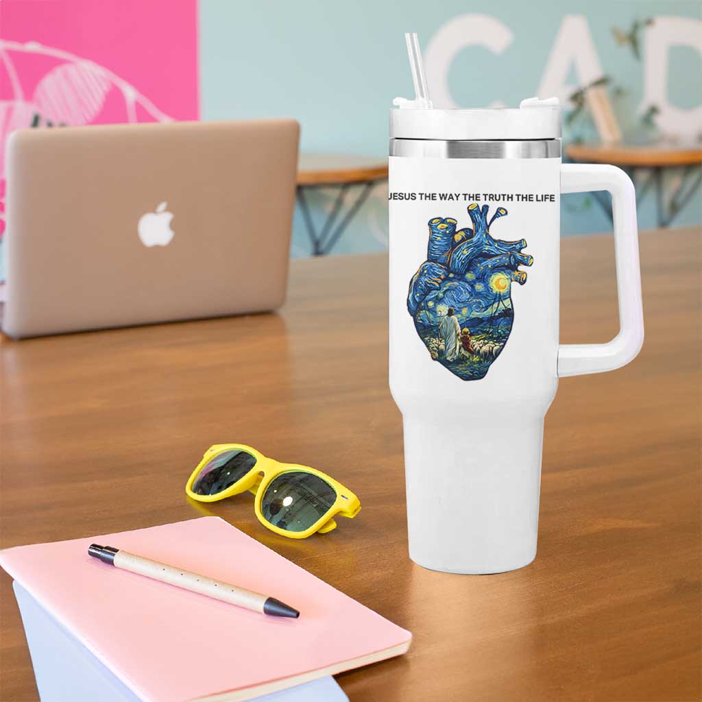 Jesus Christian Starry Night Tumbler With Handle The Way The Truth The Life - Wonder Print Shop