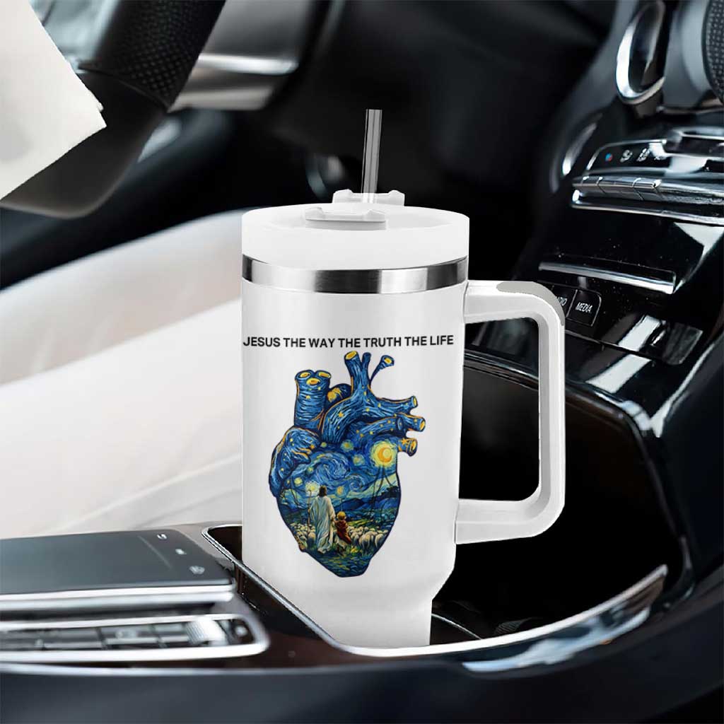 Jesus Christian Starry Night Tumbler With Handle The Way The Truth The Life - Wonder Print Shop