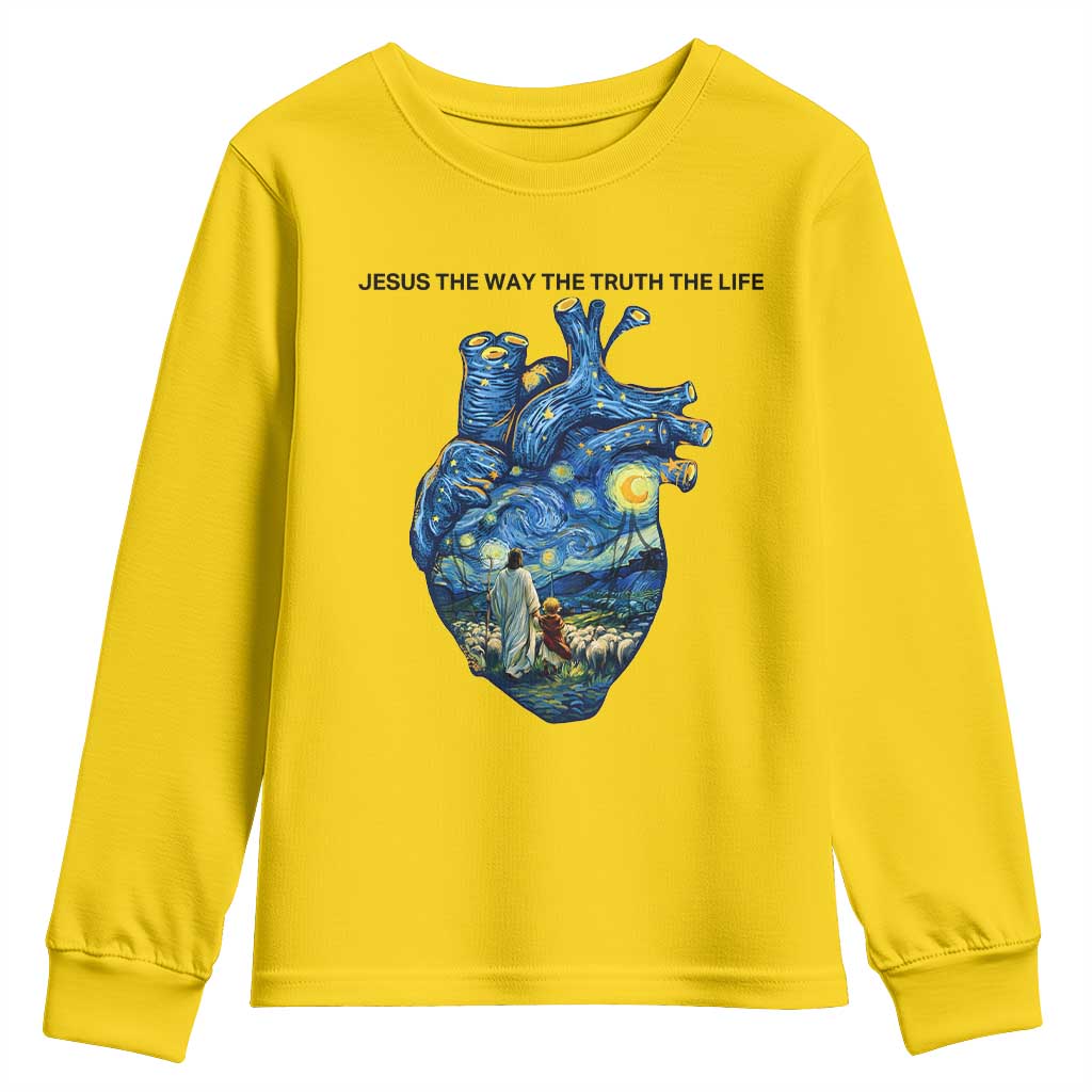 Jesus Christian Starry Night Youth Sweatshirt The Way The Truth The Life - Wonder Print Shop
