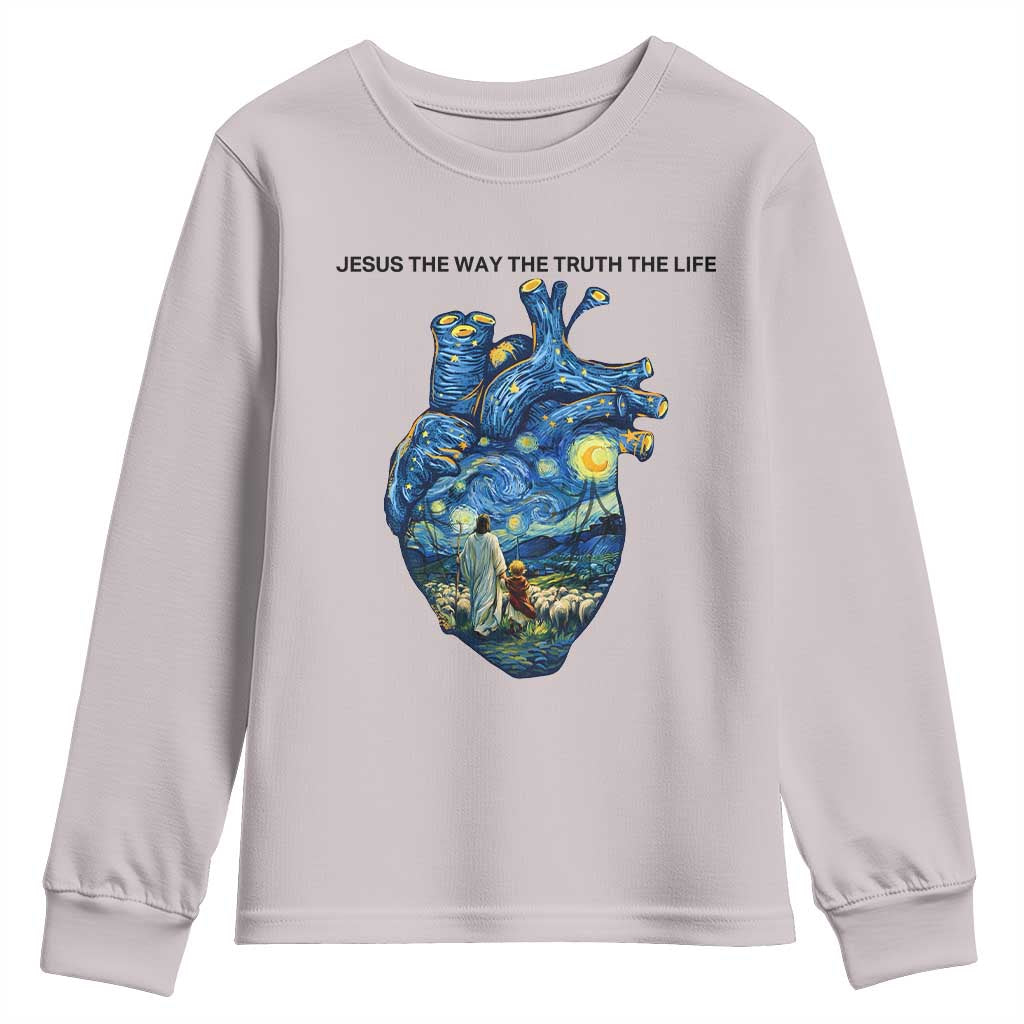 Jesus Christian Starry Night Youth Sweatshirt The Way The Truth The Life - Wonder Print Shop