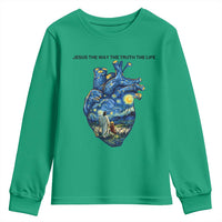 Jesus Christian Starry Night Youth Sweatshirt The Way The Truth The Life - Wonder Print Shop