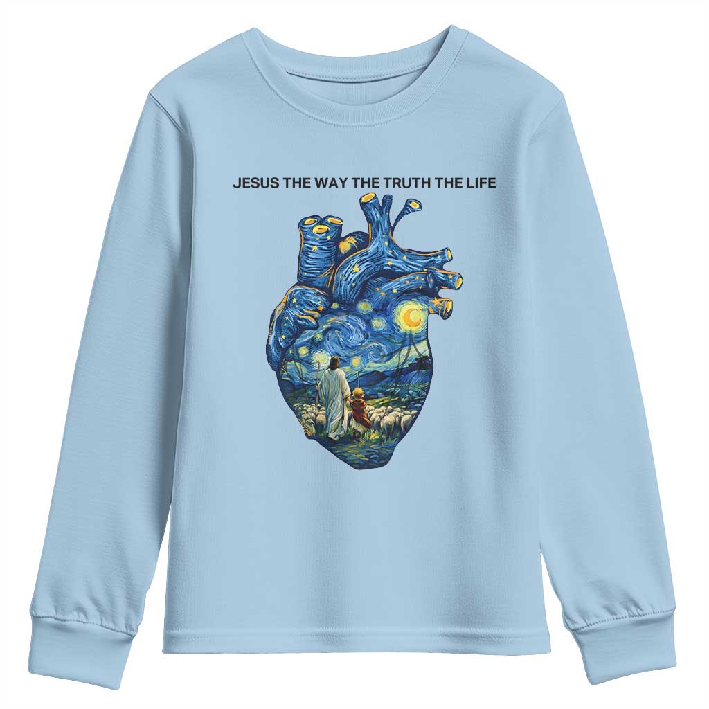 Jesus Christian Starry Night Youth Sweatshirt The Way The Truth The Life - Wonder Print Shop