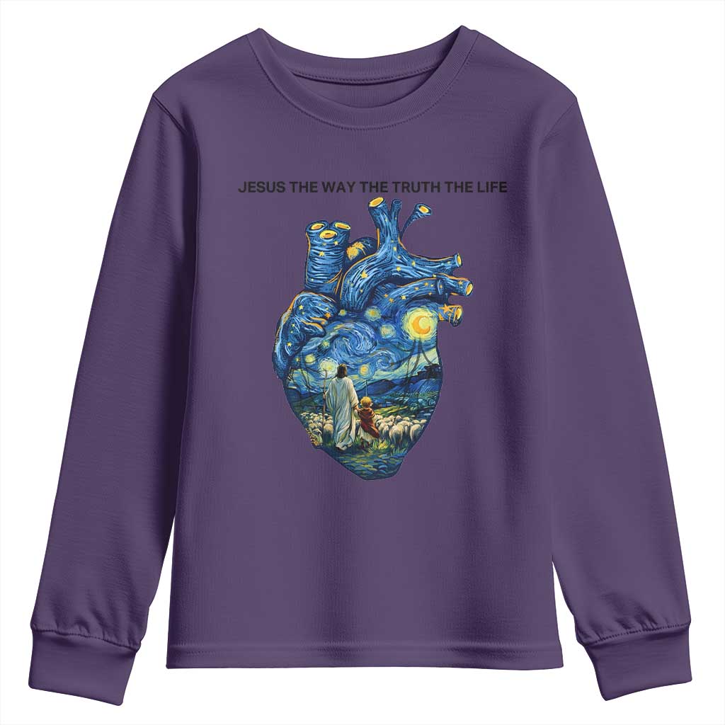 Jesus Christian Starry Night Youth Sweatshirt The Way The Truth The Life - Wonder Print Shop