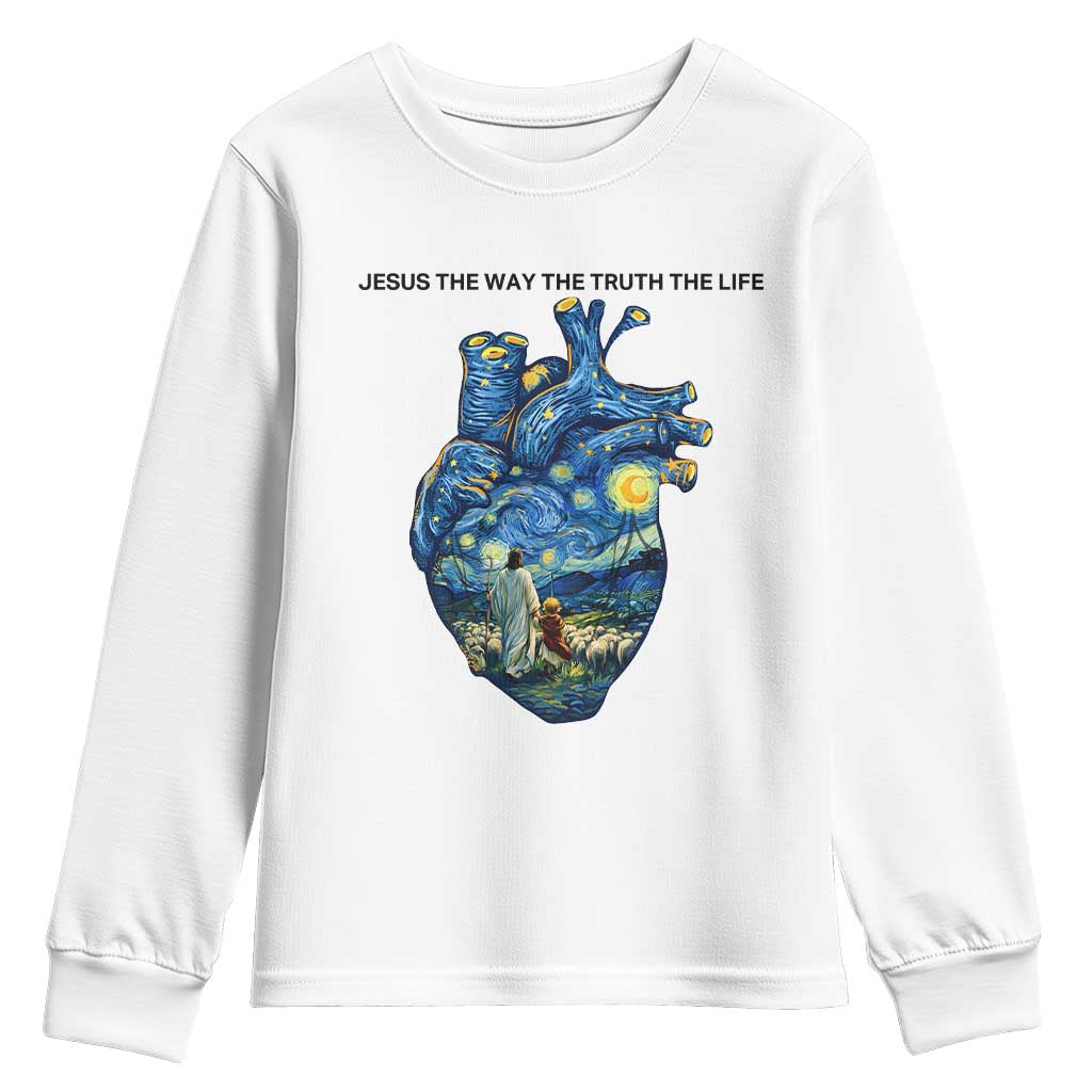 Jesus Christian Starry Night Youth Sweatshirt The Way The Truth The Life - Wonder Print Shop