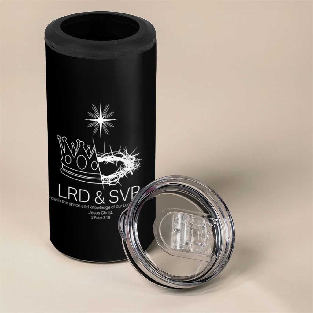 Jesus Christian 4 in 1 Can Cooler Tumbler Crown Thorn Monochrome LRD SVR Symbolic Religious - Wonder Print Shop